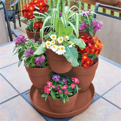 Stackable Self Watering Planters Flower Pot Tower Flower Tower