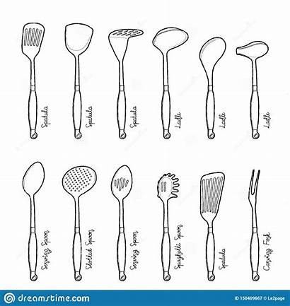 Spoon Cartoon Drawn Kitchen Fork Metal