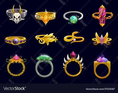 Magic Rings Fantasy Jewelry Game User Interface Vector Image
