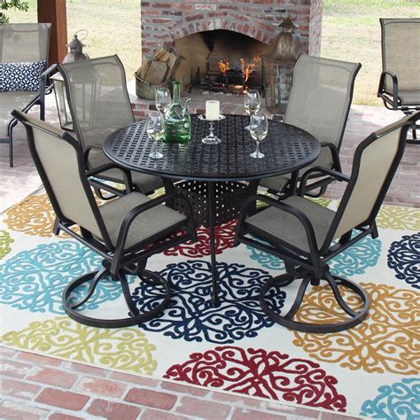 Madison Bay 5 Piece Sling Patio Dining Set With Swivel Rockers And