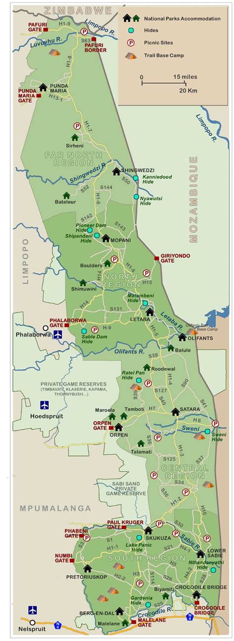 Kruger National Park Map And Links To Np Travel Information And Camps