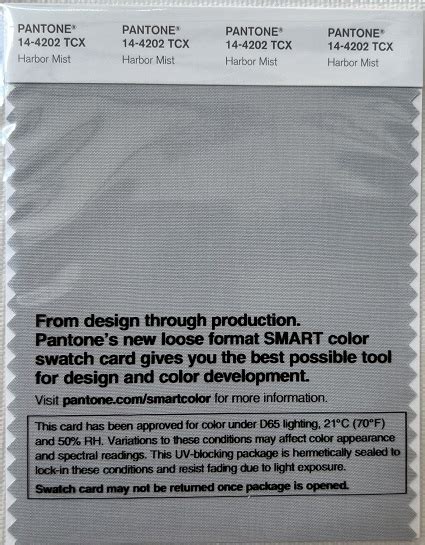 Pantone Tcx Cotton Swatch Card 14 4202 Tcx Harbor Mist