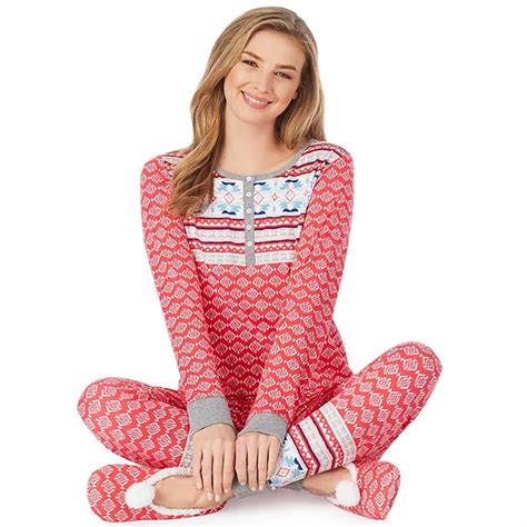 women s cuddl duds 3 piece pajama set
