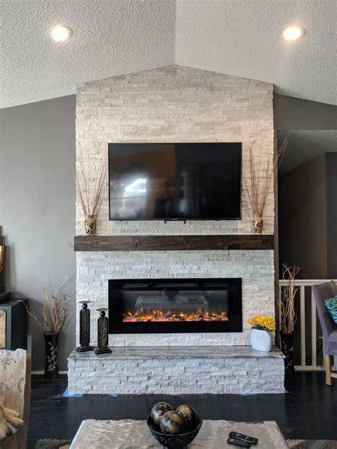 Diy Stacked Stone Electric Fireplace Home Fireplace Fireplace Fireplace Makeover