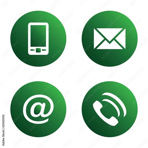 Vector Icon Set Green Spherical Communication Icons Mobile Phone