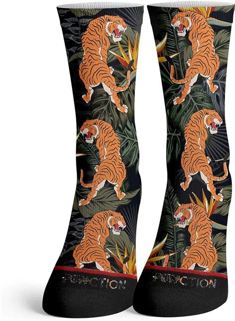 Function Tropical Tiger Pattern Socks Mens Womens Adult