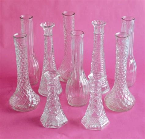 Clear Glass Vintage 20 Bud Vase Collection Tall 9 Bud