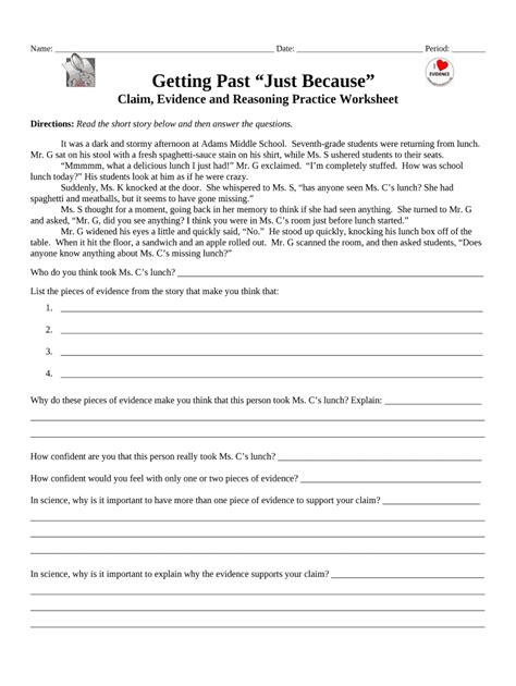 Claim Evidence Reasoning Worksheet Fill And Sign Printable Template
