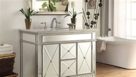 Adelina Inch Mirrored Bathroom Vanity White Marble Top Cute Homes 114672