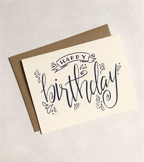 Happy Birthday Hand Lettering Greeting Card Modern Calligraphy Images