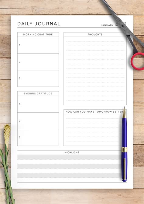 Download Printable Daily Wellness Journal Template Pdf