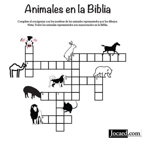 Juego Bíblico Crucigrama Bíblico — Animales En La Biblia Crucigramas