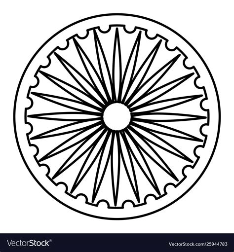 Ashoka Chakra Indian Emblem Icon Royalty Free Vector Image