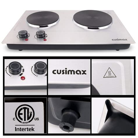 Cusimax 1800w Double Hot Plate Stainless Steel Silver Countertop