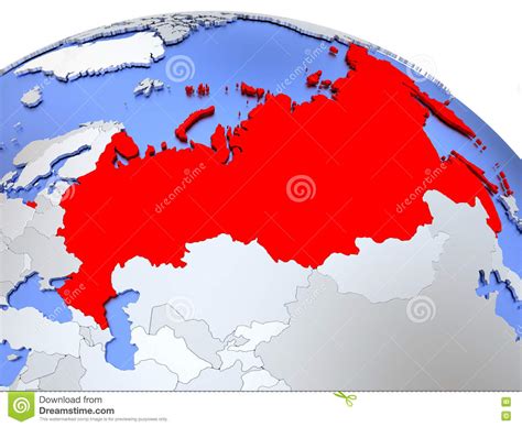 De situatie in een land kan snel veranderen. Rusland op wereldkaart stock illustratie. Illustratie ...