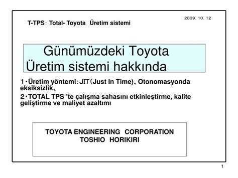 PPT Günümüzdeki Toyota Üretim sistemi hakkında PowerPoint