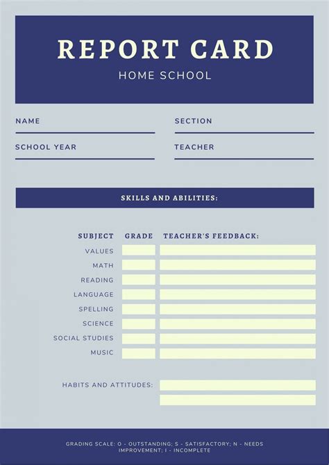 Report Card Template Excel ~ Addictionary