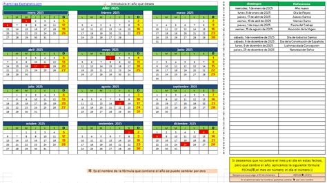 Plantilla Calendario Laboral Excel