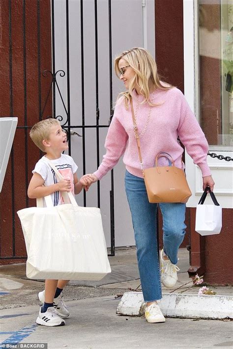 Reese Witherspoon Beams While Bonding With Six Year Old Son Tennessee At Brentwood Country Mart