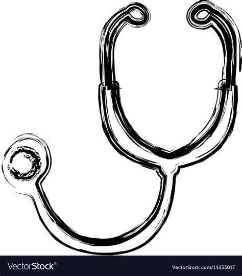 Monochrome Hand Drawn Sketch Of Stethoscope Vector Image