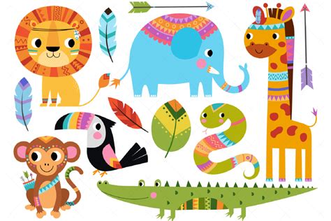 Tribal African Animals Clipart Cute Safari Animals By Clipartisan