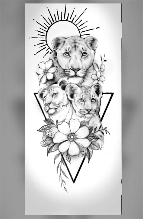 Lioness And Cubs Tattoo