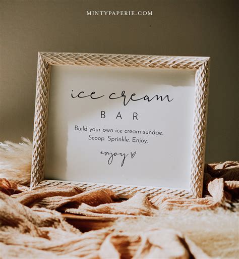 Ice Cream Bar Sign Sundae Bar Minimalist Wedding Ice Cream Station Printable Dessert Sign