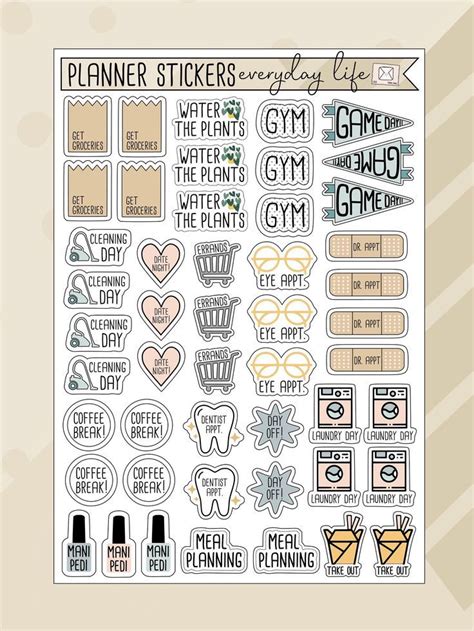 Everyday Life Planner Stickers Calendar Stickers Sheet Of Etsy Free