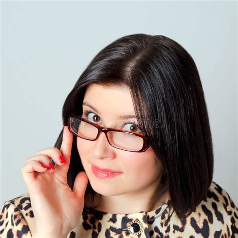 Beautiful Woman In Glasses Stock Image Image Of Emotions