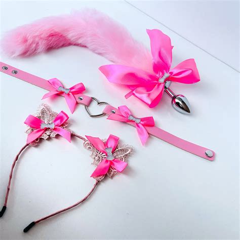 Sexy Kitten Set Bdsm Sexy Pink Kitty Costume Faux Fur Anal Etsy