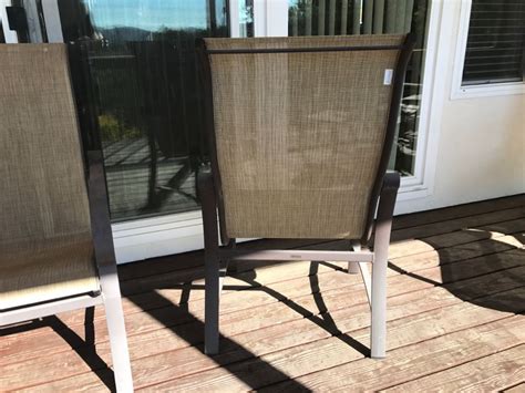 High back patio chair cushions | outdoor chair cushion. (4) Woodard 'Belden' Sling High-Back Patio Dining Chairs ...