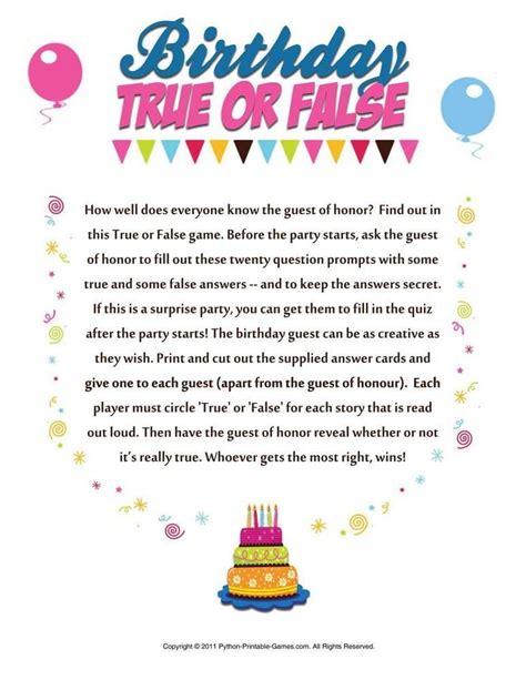 Printable Adult Birthday Party Word Games