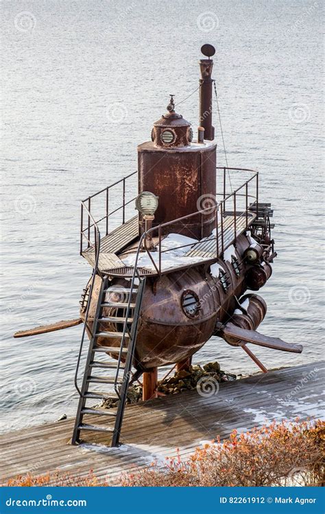 Old Submarine Near Lake Stock Photo Image Of Landmark 82261912