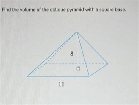 Answered Find The Volume Of The Oblique Pyramid With A Squar