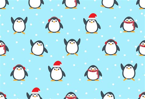 Seamless Pattern Of Cute Snow Penguins 829911 Vector Art At Vecteezy