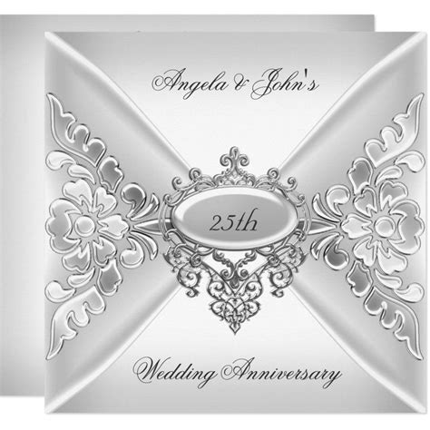 25th Wedding Anniversary Elegant Silver White Invitation
