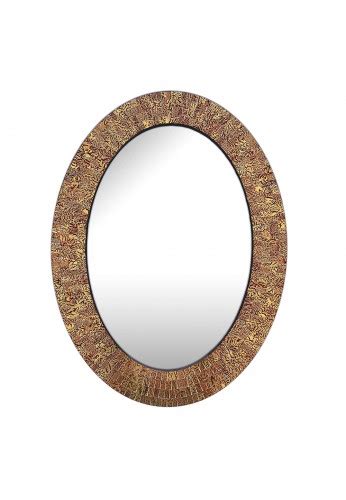 32 Oval Crackled Glass Decorative Mosaic Wall Mirror