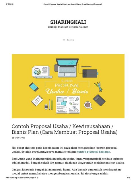 Untuk lebih detailnya mengenai proposal usaha, berikut ini. Contoh Proposal Usaha _ Kewirausahaan _ Bisnis [Cara ...