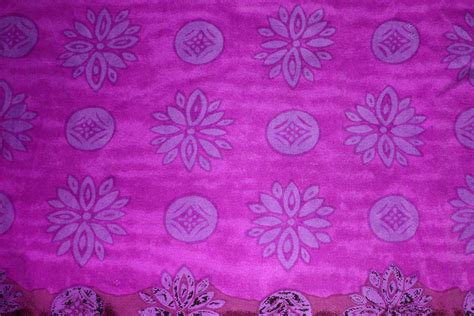 Hot Pink Fabric Texture With Purple Flowers And Circles Picture Free