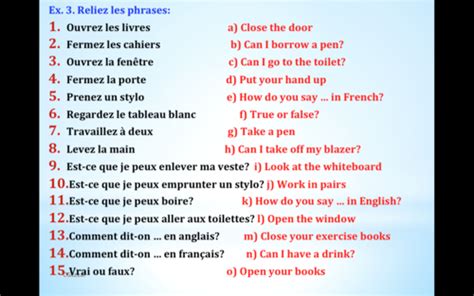 French Classroom Instructions Phrases Les Instructions En Classe