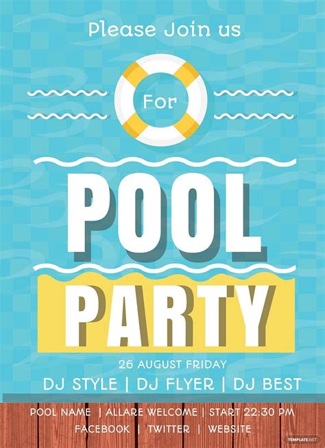 Pool Party Invitation Illustrator Templates Design Free Download