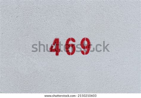 Red Number 469 On White Wall Stock Photo 2150210603 Shutterstock