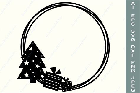 Christmas Wreath Svg Christmas Tree Svg Circle Monogram 1009320