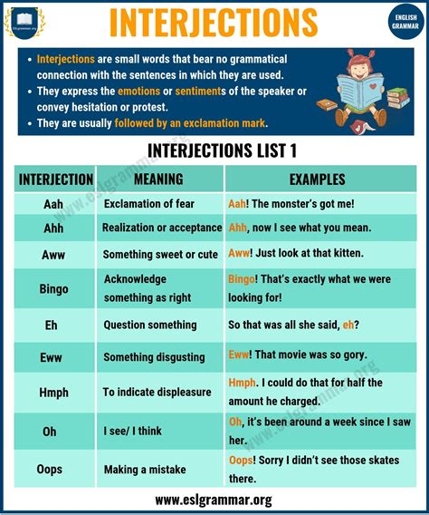 Interjection Definition List Of Interjections And Examples Esl Grammar