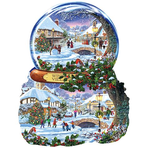 Winter Village Snow Globe 1000 Piece Shaped Jigsaw Puzzle Spilsbury