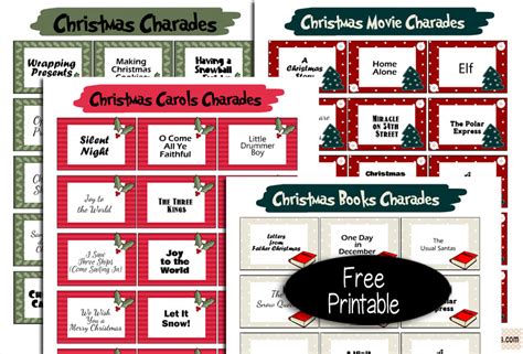 Free Printable Christmas Charades Cards