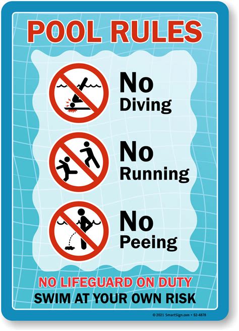 No Diving No Lifeguard On Duty Swim At Own Risk Sign Sku S2 4878
