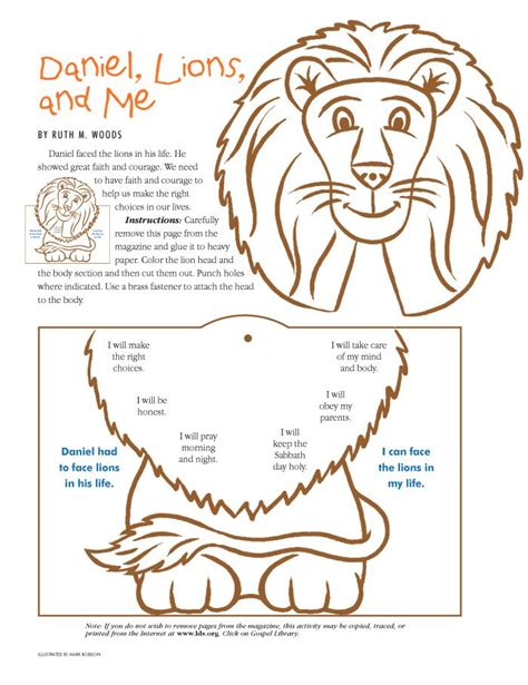 Daniel And The Lion S Den Printable Craft