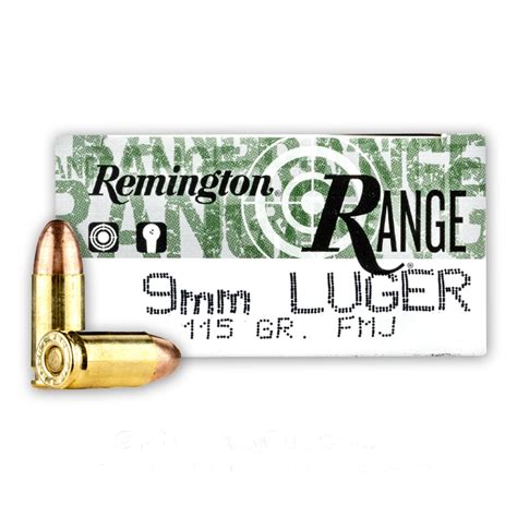 9mm 115 Grain Fmj Remington Range 50 Rounds Ammo