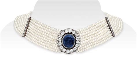 A Sapphire Diamond And Seed Pearl Choker Necklace Christies